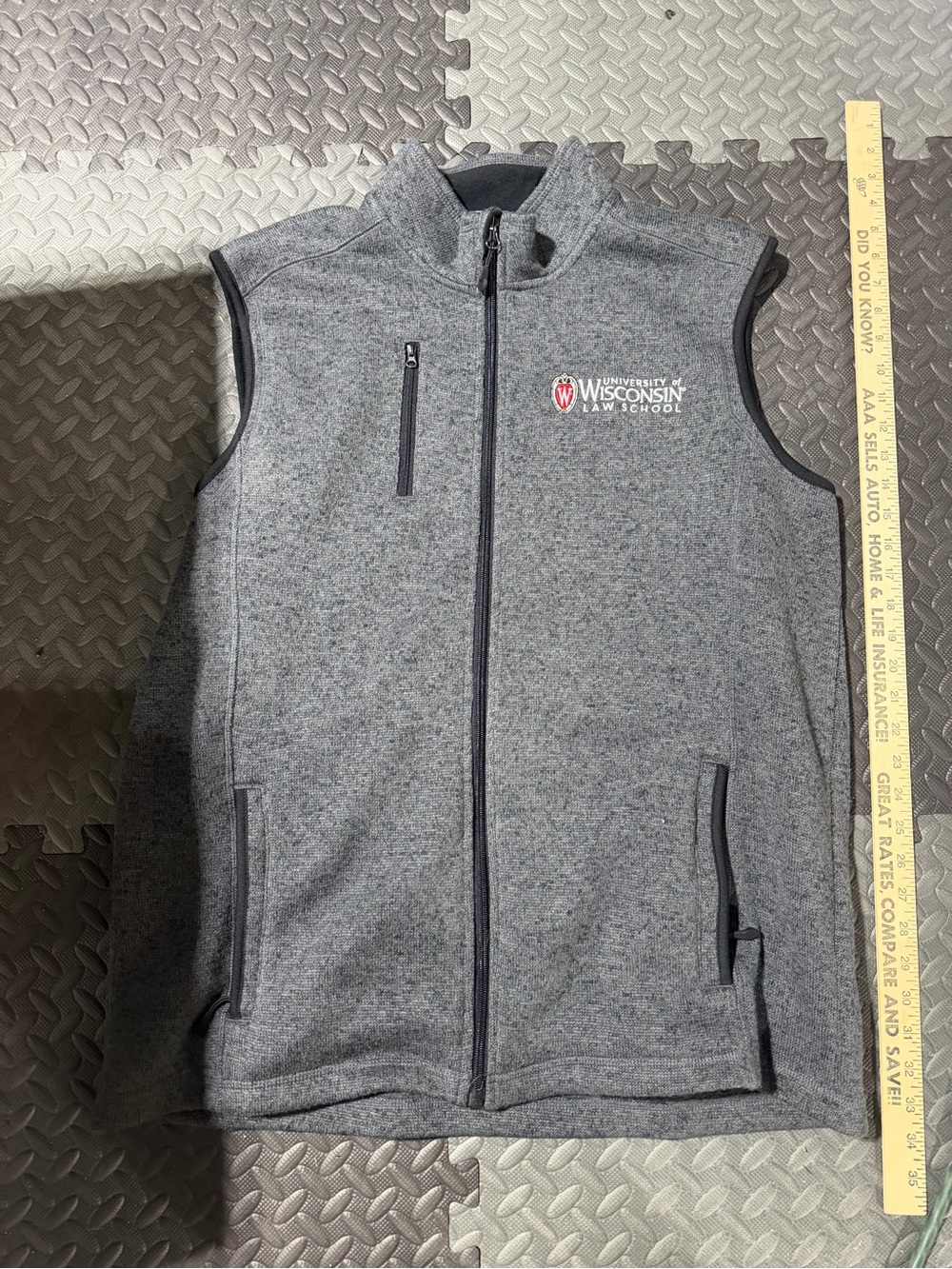Men’s XL University of Wisconsin Law School Gray Fleece Vest